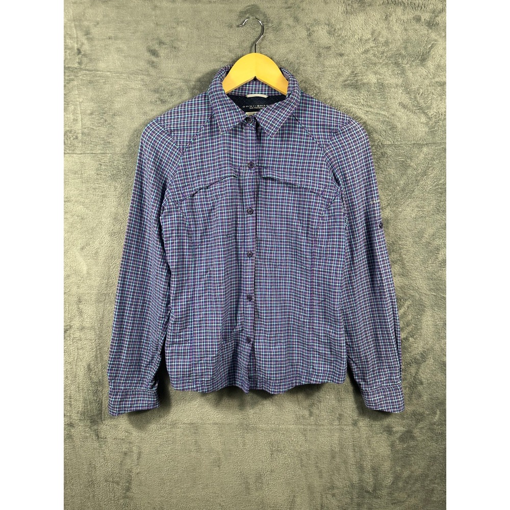 Columbia Omni-Shade Womens Medium Plaid Button Up Sun Protection Hiking Shirt